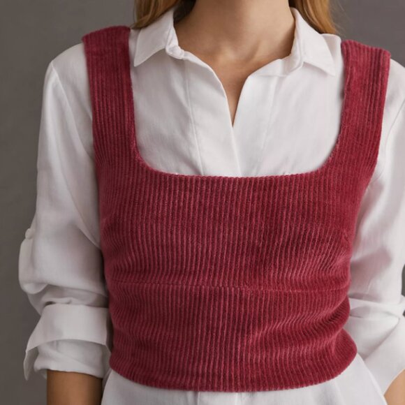 NWOT Maeve Chenille Cropped Corset Tank - Picture 3 of 7